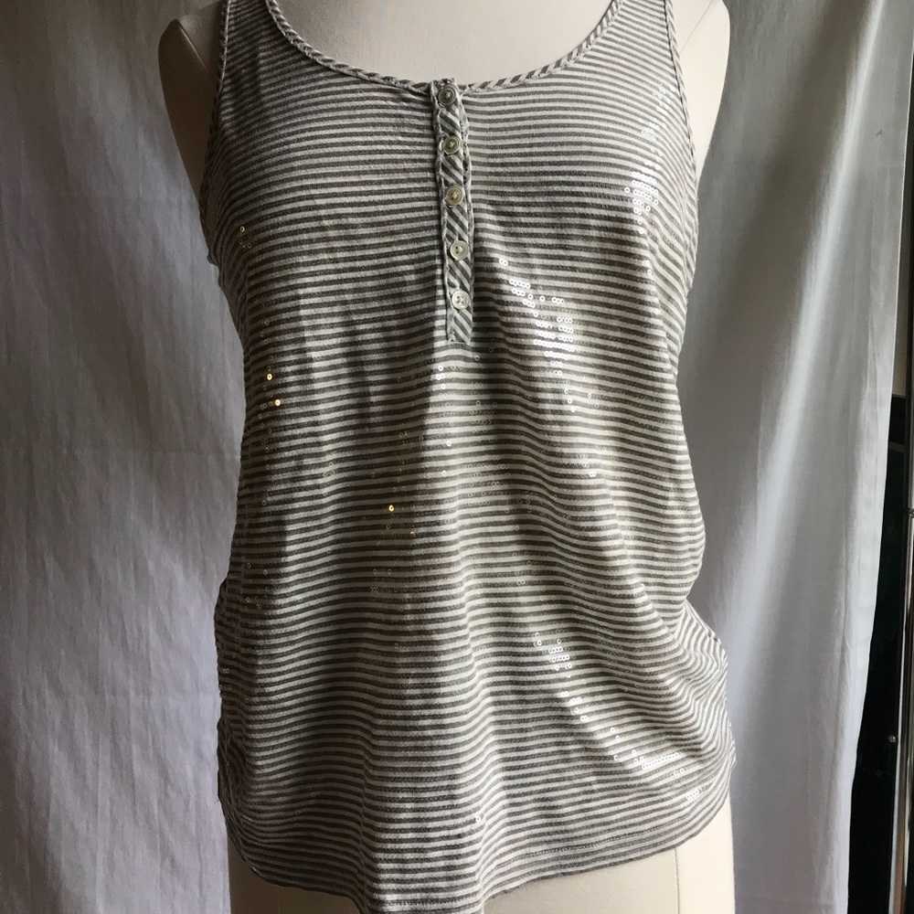 JCrew gray and white stripped shirt
